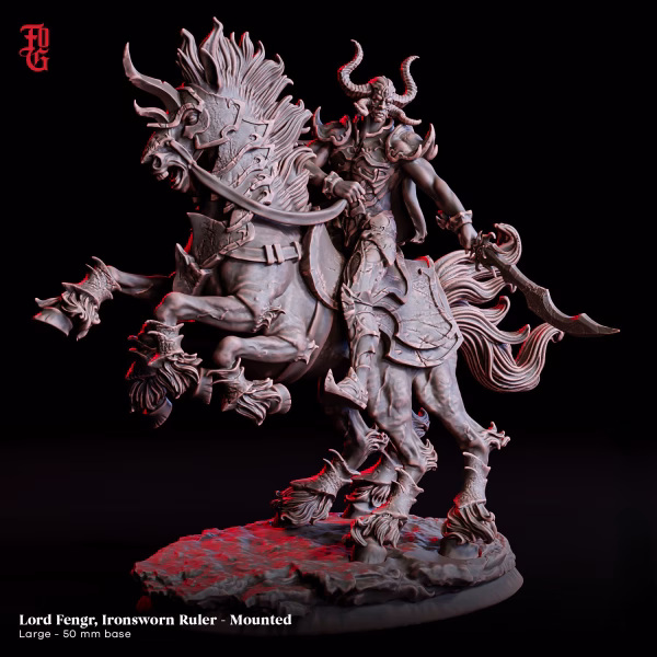 Lord Fengr, Ironsworn Ruler (Mounted) – The Obsidian Cavalier